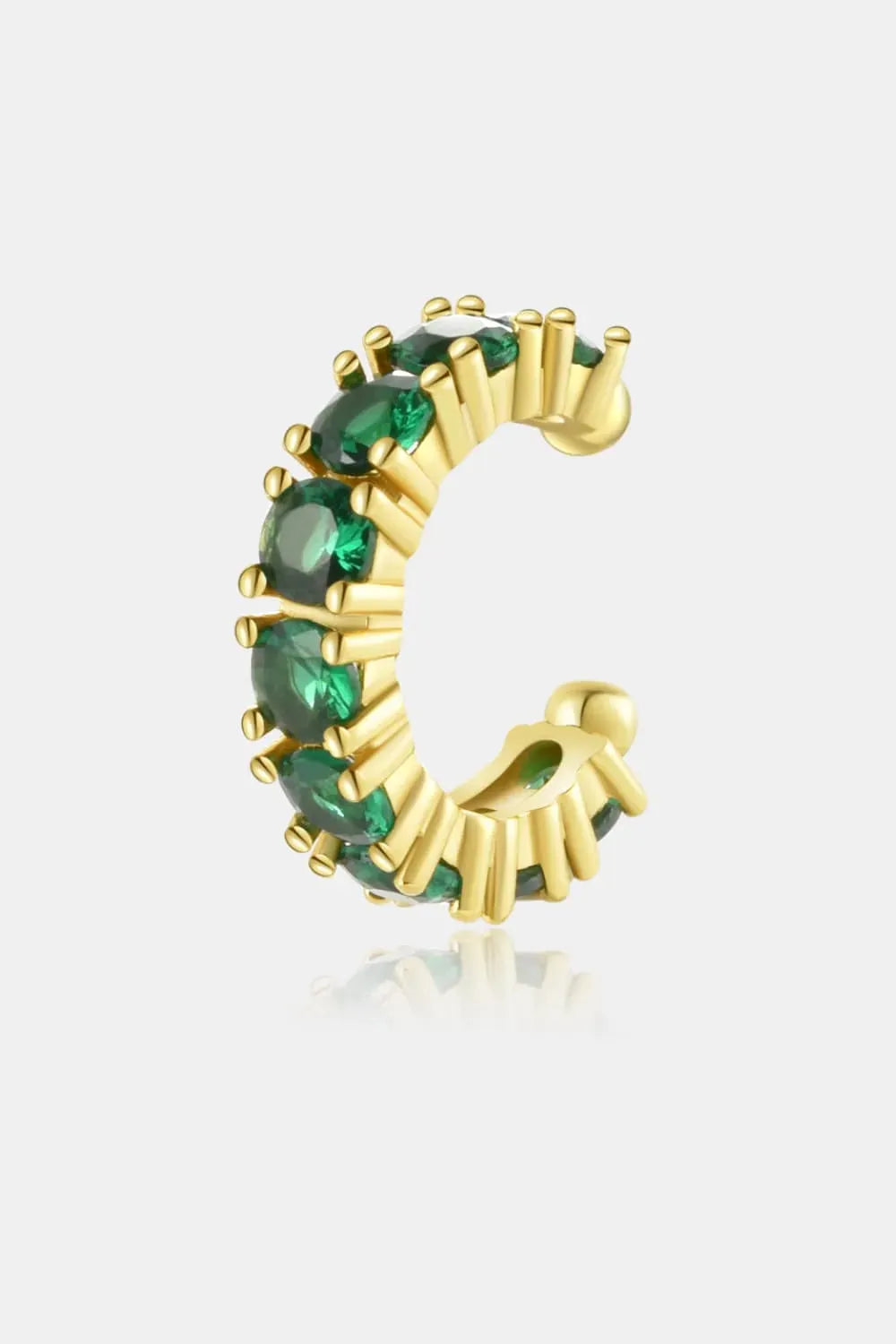 Inlaid Zircon Single Cuff Earring Gold Green One Size Earrings - Tophatter Daily Deals