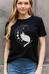 Simply Love Full Size Cat Moon Graphic Cotton Tee Women's T-Shirts - Tophatter Daily Deals