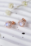 High Quality Natural Moonstone 925 Sterling Silver Stud Earrings Rose Gold One Size Moonstone - Tophatter Daily Deals