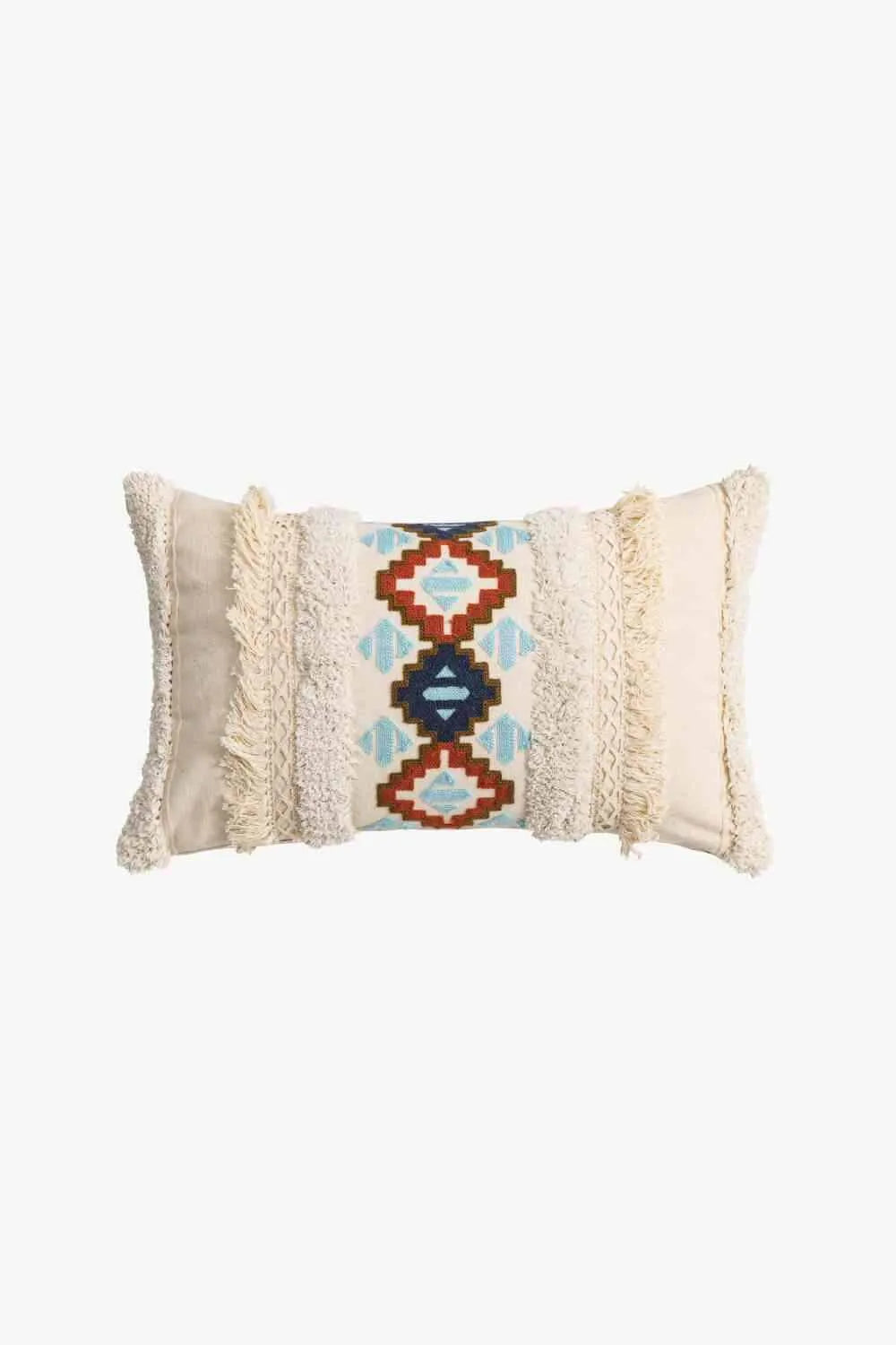 Embroidered Fringe Detail Decorative Throw Pillow Case Lumbar Pillow One Size Decorative Pillowcases - Tophatter Daily Deals