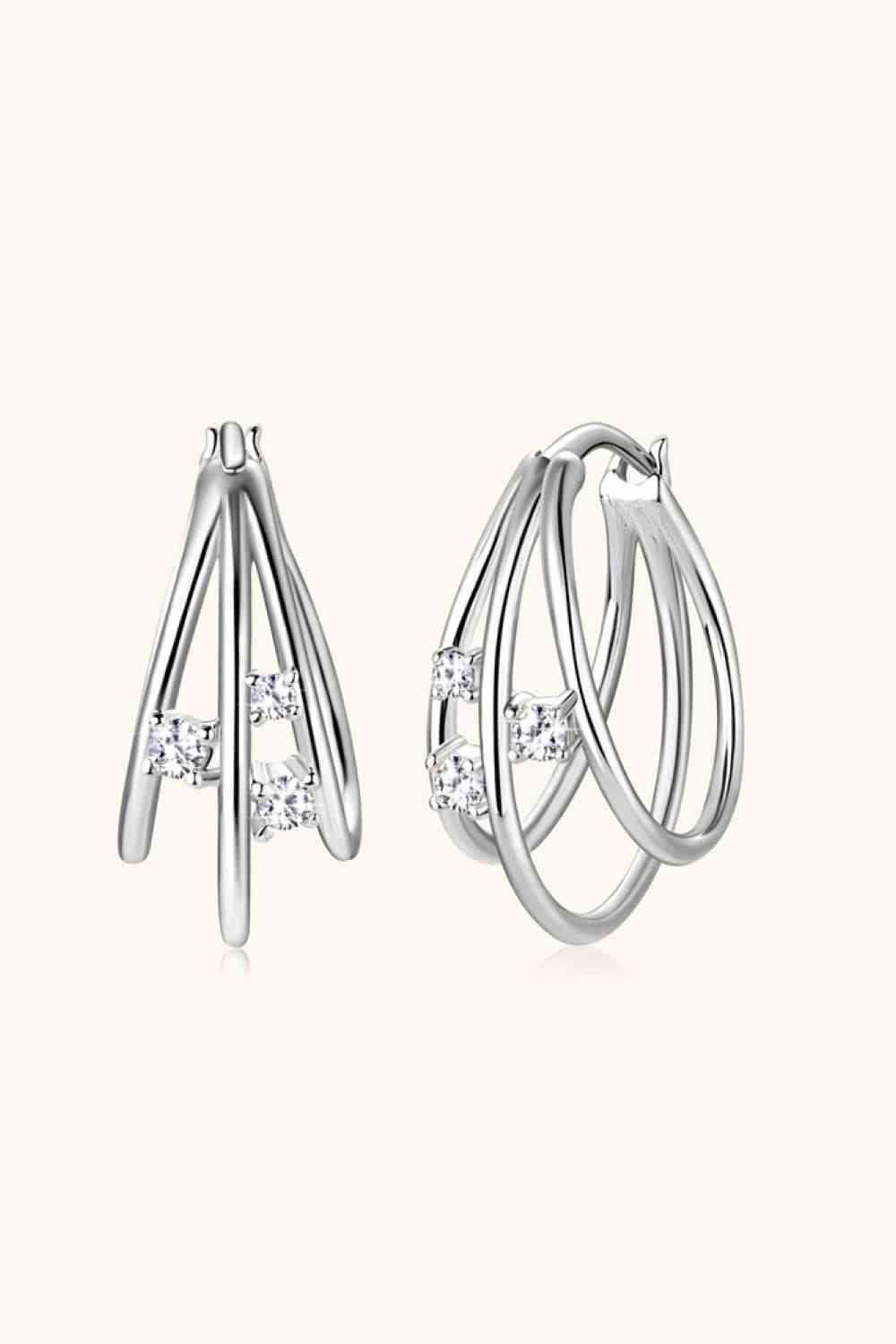 Moissanite 925 Sterling Silver Layered Earrings Silver One Size Moissanite - Tophatter Daily Deals