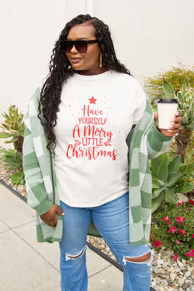 Simply Love Full Size HAVE YOURSELF A MERRY LITTLE CHRISTMAS T-Shirt White Women's T-Shirts - Tophatter Daily Deals