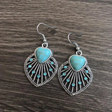 Artificial Turquoise Rhinestone Heart and Leaf Shape Earrings Earrings - Tophatter Daily Deals