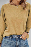 Round Neck Smocked Long Sleeve Blouse Blouses - Tophatter Daily Deals