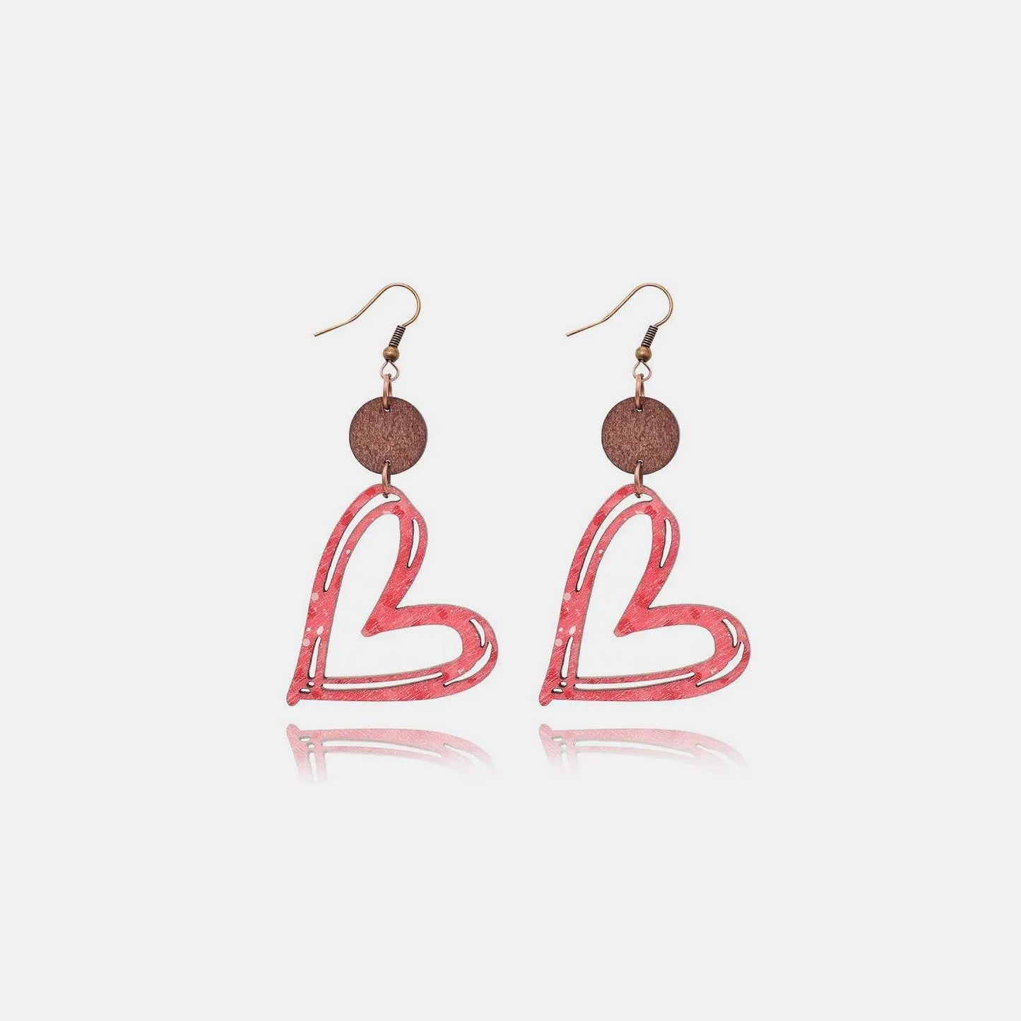 Cutout Heart Shape Wood Earrings Strawberry One Size Earrings - Tophatter Daily Deals