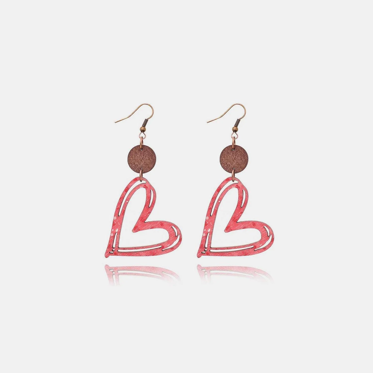 Cutout Heart Shape Wood Earrings Strawberry One Size Earrings - Tophatter Daily Deals