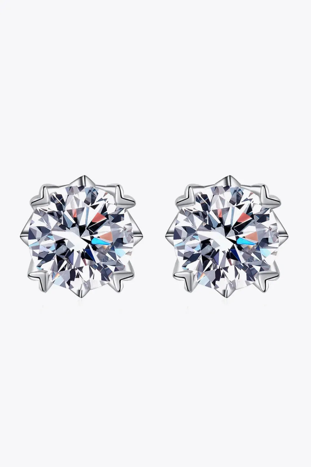 925 Sterling Silver 4 Carat Moissanite Stud Earrings Silver One Size Moissanite - Tophatter Daily Deals