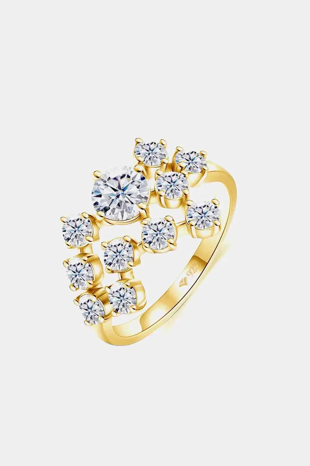 1.2 Carat Moissanite 925 Sterling Silver Ring Gold Moissanite - Tophatter Daily Deals