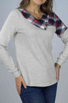 Asymmetrical Plaid Print Long Sleeve Tee Women's T-Shirts - Tophatter Daily Deals