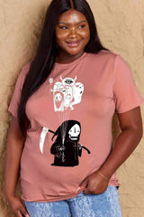 Simply Love Full Size Death Graphic T-Shirt Dusty Pink Women's T-Shirts - Tophatter Daily Deals