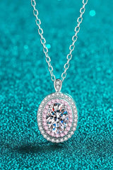 Adored 925 Sterling Silver Rhodium-Plated 1 Carat Moissanite Pendant Necklace Moissanite - Tophatter Daily Deals