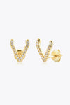 Zircon Letter V Stud Earrings Gold One Size Earrings - Tophatter Daily Deals
