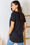 Zenana Waffle Knit Short Sleeve Slit T-Shirt Blouses - Tophatter Daily Deals
