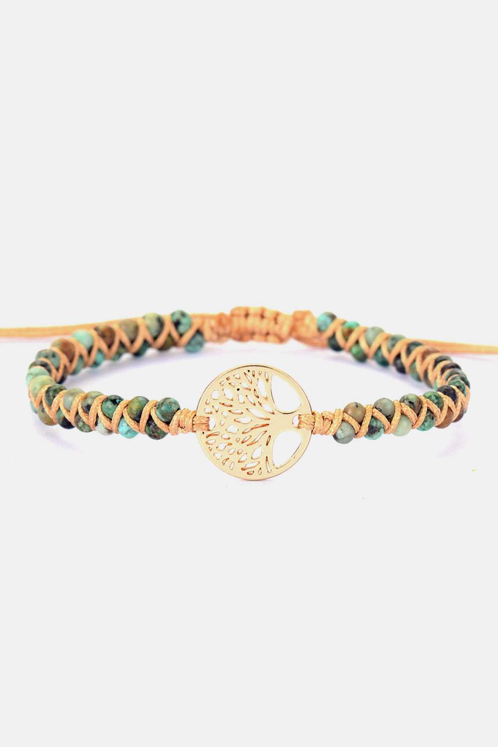 Handmade Tree Shape Beaded Copper Bracelet Gold One Size Bracelets - Tophatter Daily Deals