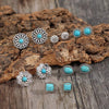 6 PCS/Set Artificial Turquoise Alloy Stud Earrings Silver One Size Earrings - Tophatter Daily Deals