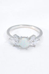 925 Sterling Silver Opal and Zircon Ring Opal - Tophatter Daily Deals