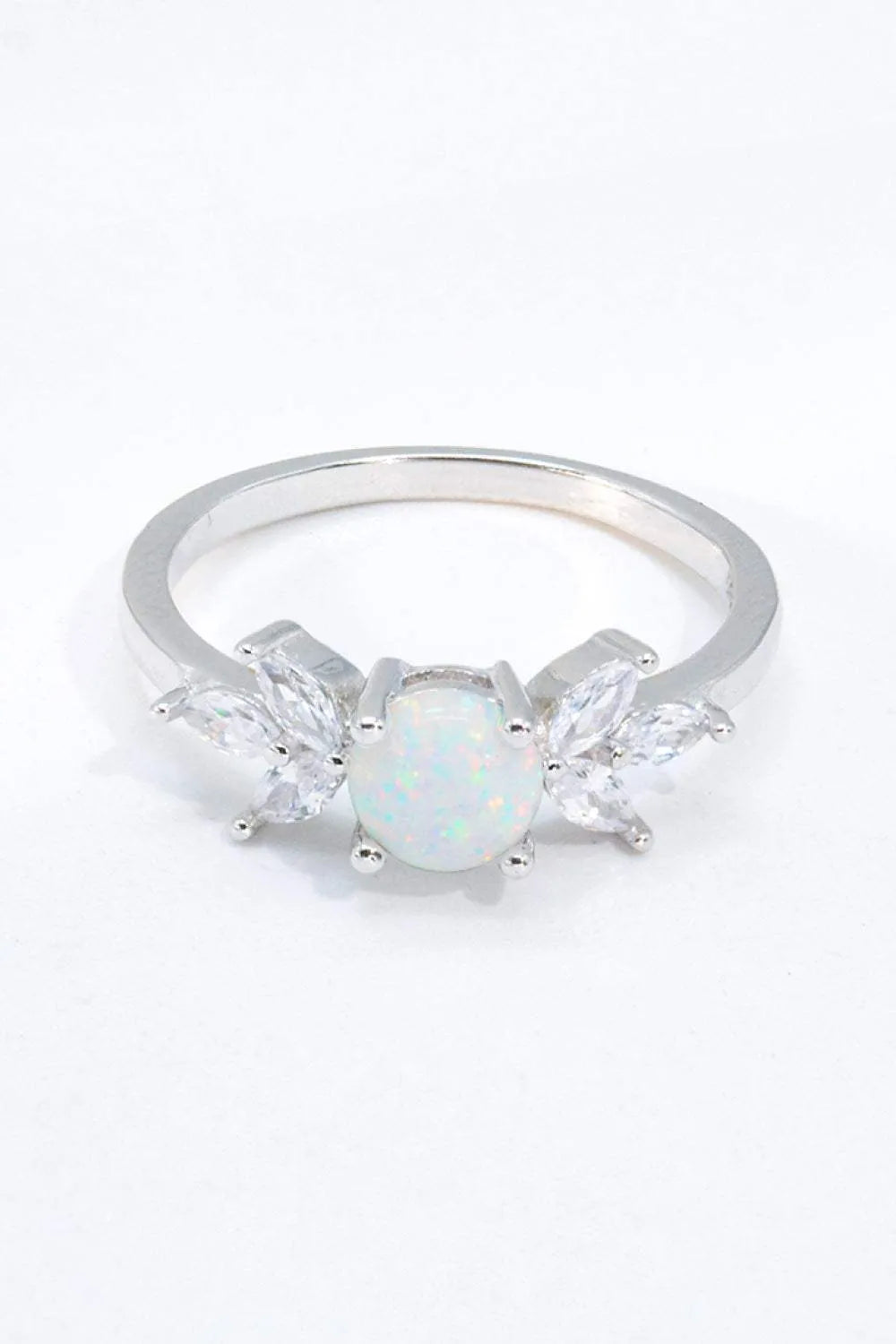 925 Sterling Silver Opal and Zircon Ring Opal - Tophatter Daily Deals