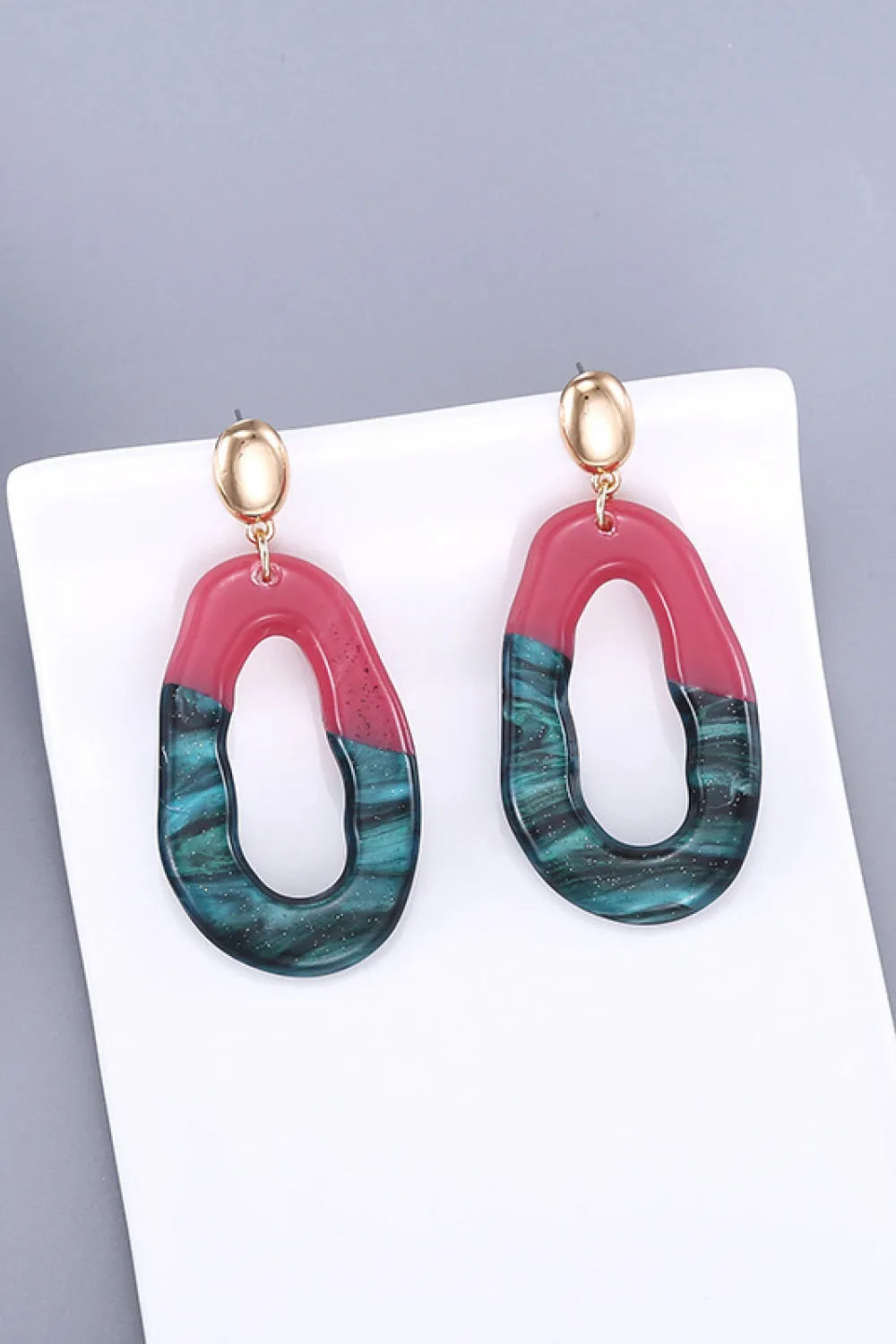 Contrast Geometric Drop Earrings Earrings - Tophatter Daily Deals