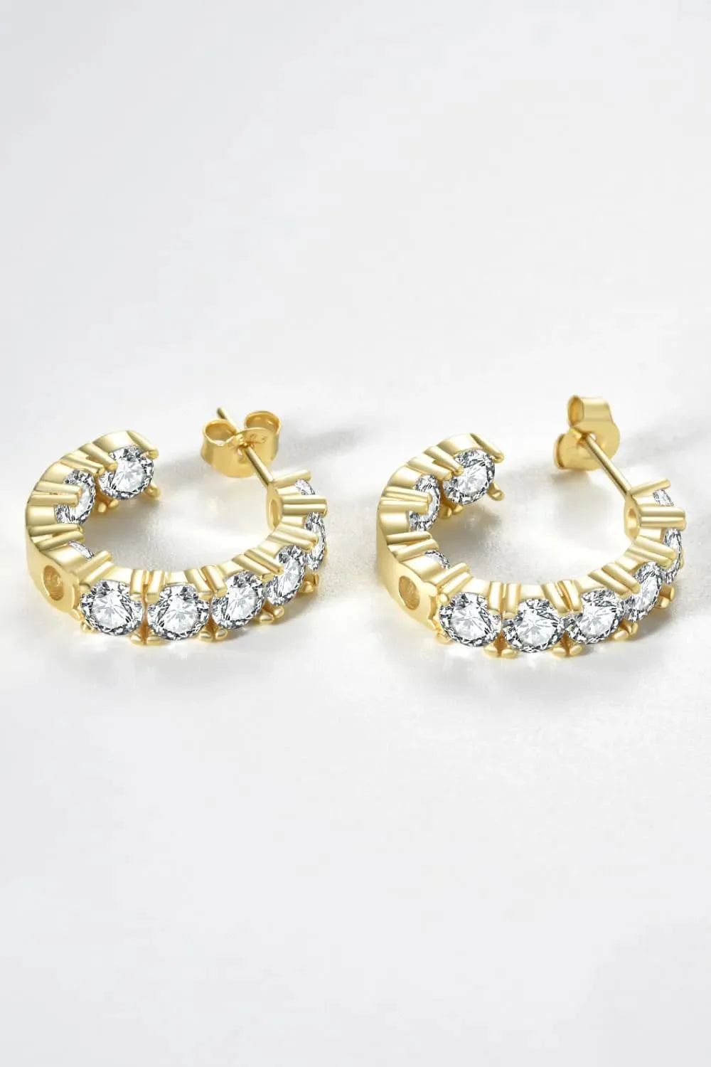 Inlaid Zircon C-Hoop Earrings Earrings - Tophatter Daily Deals