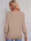 Round Neck Lantern Sleeve Blouse Blouses - Tophatter Daily Deals