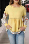 Round Neck Long Sleeve Babydoll Blouse Blouses - Tophatter Daily Deals