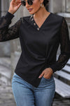 Twisted Decorative Button Long Sleeve T-Shirt Women's T-Shirts - Tophatter Daily Deals