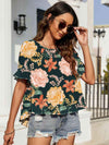 Floral Ruffled Flounce Sleeve Blouse Blouses - Tophatter Daily Deals