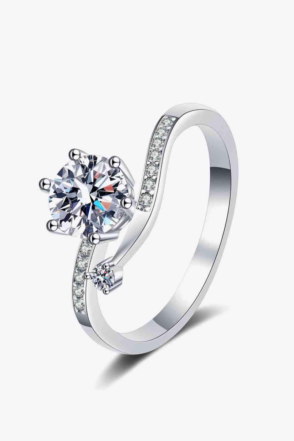 1 Carat Moissanite 925 Sterling Silver Bypass Ring Moissanite - Tophatter Daily Deals