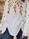 Floral Print V-Neck Long Sleeve Buttoned Tee Women's T-Shirts - Tophatter Daily Deals