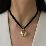 Heart Pendant Velvet Rope Choker Necklace Necklaces - Tophatter Daily Deals