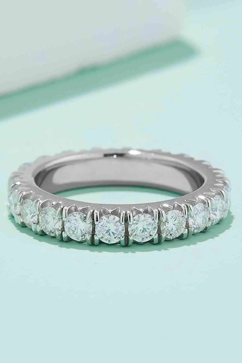 Adored 2.3 Carat Moissanite 925 Sterling Silver Eternity Ring Moissanite - Tophatter Daily Deals