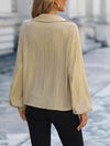 Johnny Collar Long Sleeve Blouse Blouses - Tophatter Daily Deals