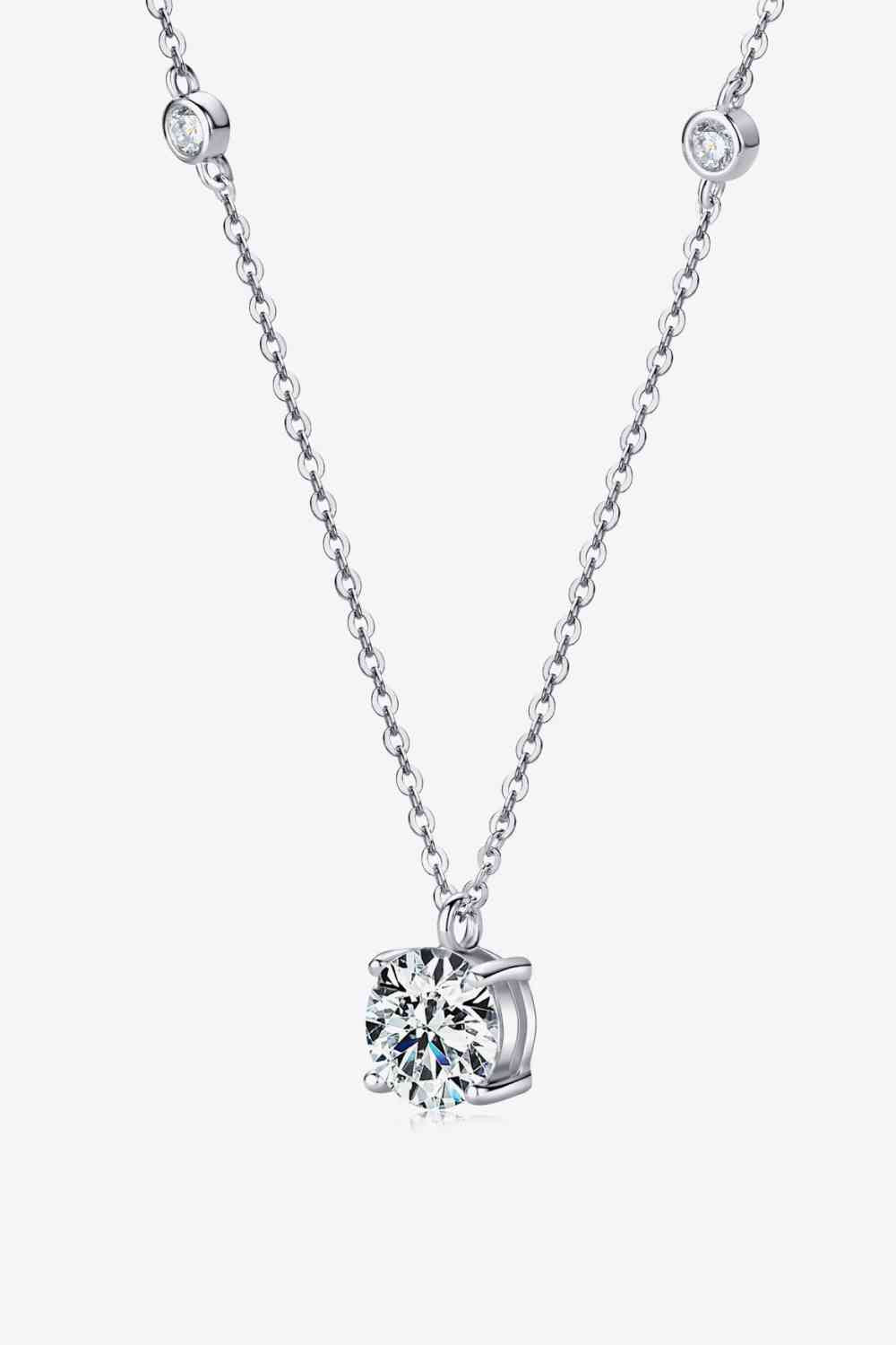 2 Carat Moissanite 4-Prong 925 Sterling Silver Necklace Silver One Size Moissanite - Tophatter Daily Deals