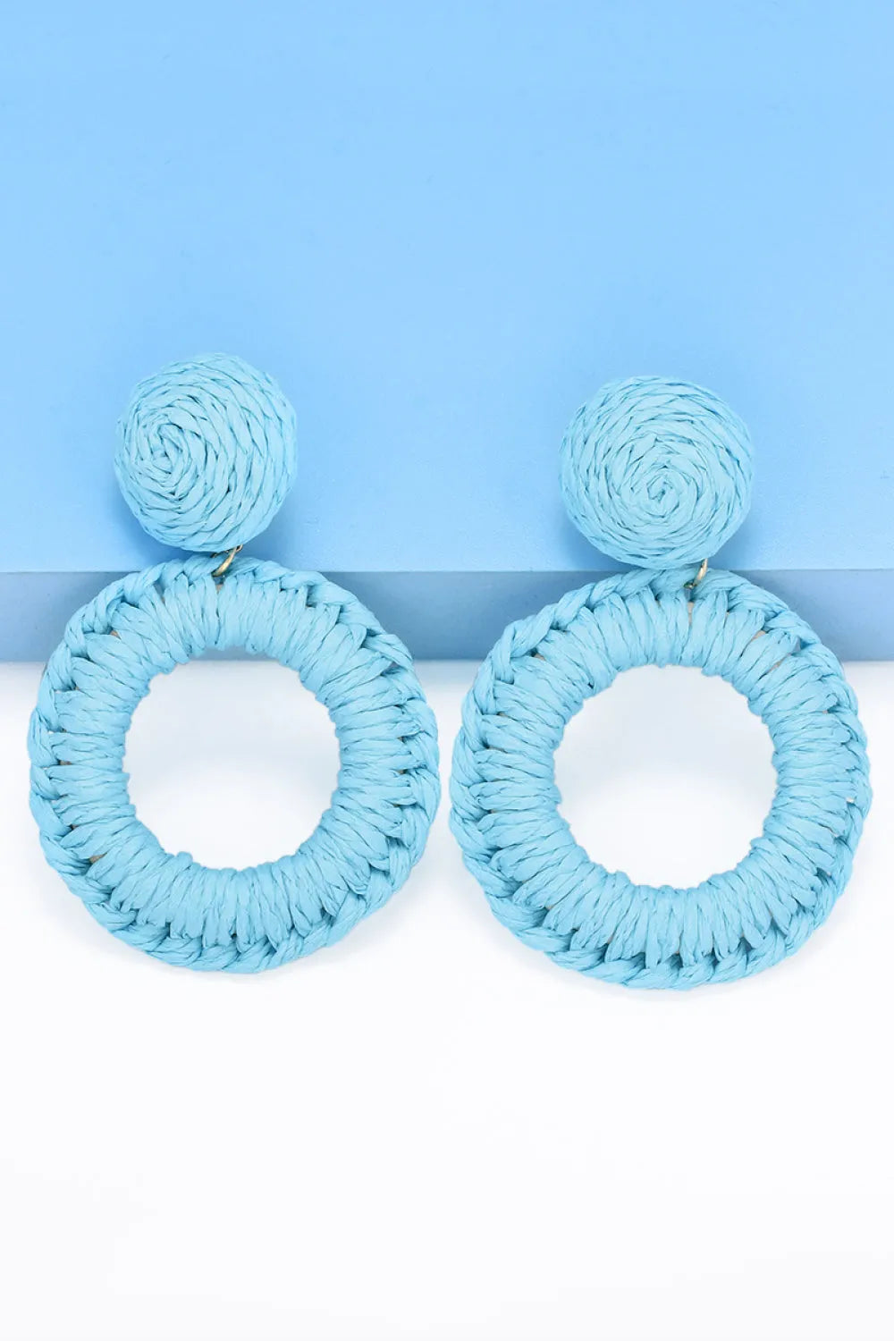 Round Shape Raffia Grass Dangle Earrings Earrings - Tophatter Daily Deals