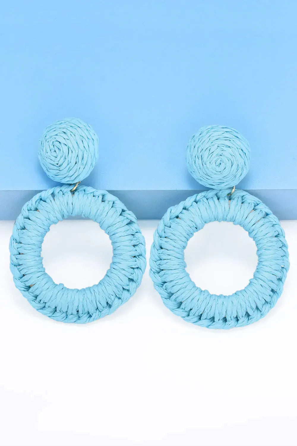 Round Shape Raffia Grass Dangle Earrings Earrings - Tophatter Daily Deals