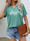 Slogan Graphic Round Neck Short Sleeve Tee Gum Leaf Women's T-Shirts - Tophatter Daily Deals