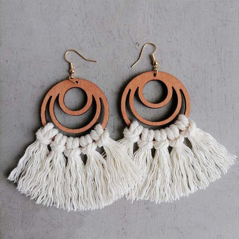 Tassel Detail Geometric Earrings Ivory One Size Earrings - Tophatter Daily Deals