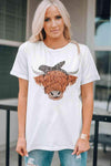 Animal Graphic Round Neck T-Shirt White Women's T-Shirts - Tophatter Daily Deals