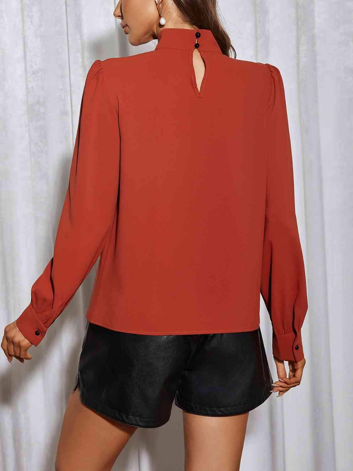 Cutout Puff Sleeve Blouse Blouses - Tophatter Daily Deals