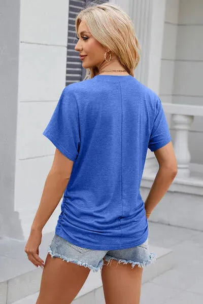 Round Neck Flutter Sleeve T-Shirt Women's T-Shirts - Tophatter Daily Deals