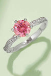 1 Carat Moissanite Contrast 925 Sterling Silver Ring Deep Rose Moissanite - Tophatter Daily Deals