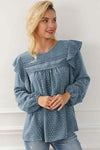 Round Neck Ruffled Blouse Blouses - Tophatter Daily Deals