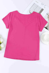 Rhinestone Crisscross Short Sleeve Top Women's T-Shirts - Tophatter Daily Deals