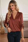 Roll-Tab Sleeve Collared Neck Blouse Blouses - Tophatter Daily Deals