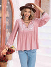 Floral Tie Neck Balloon Sleeve Blouse Blouses - Tophatter Daily Deals