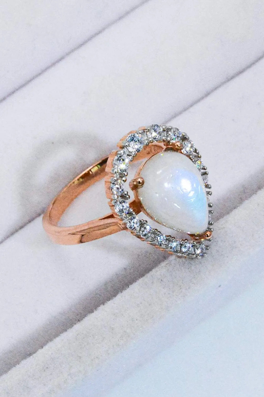 Moonstone Teardrop-Shaped 925 Sterling Silver Ring Moonstone - Tophatter Daily Deals