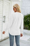 Heathered Flounce Sleeve Curved Hem Top Blouses - Tophatter Daily Deals