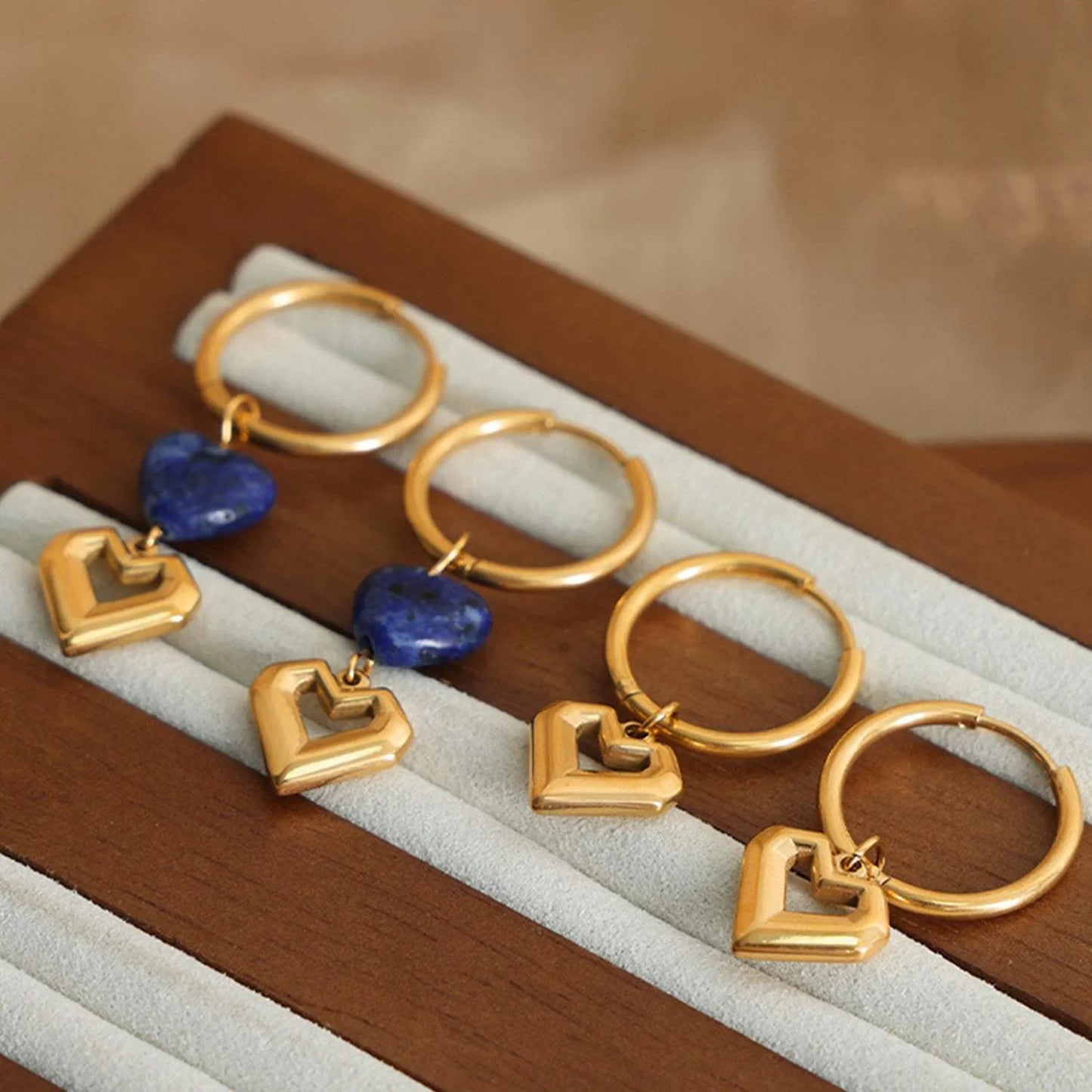 Heart Shape Lapis Lazuli Dangle Earrings Earrings - Tophatter Daily Deals