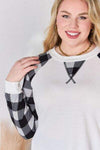 Hailey & Co Full Size Plaid Raglan Sleeve Round Neck Blouse Blouses - Tophatter Daily Deals