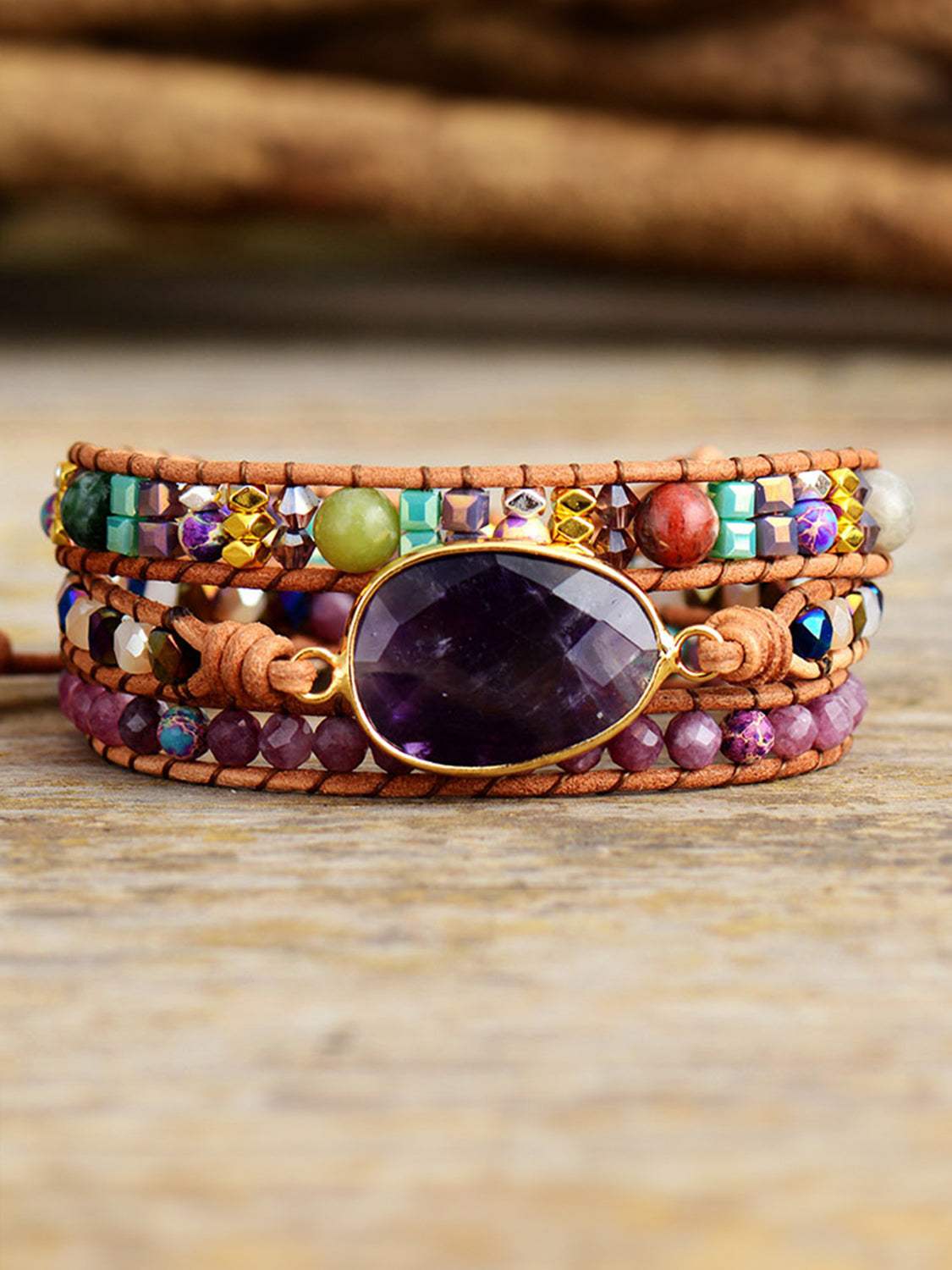 Triple-Layer Amethyst Bracelet Bracelets - Tophatter Daily Deals